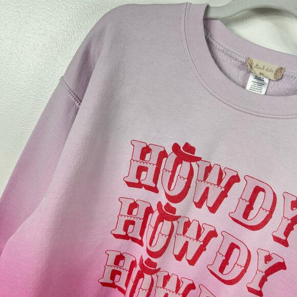 Altar’d State Pink Ombré ‘Howdy’ Sweatshirt Crewneck Preppy Cowgirl Small Medium - Picture 2 of 4